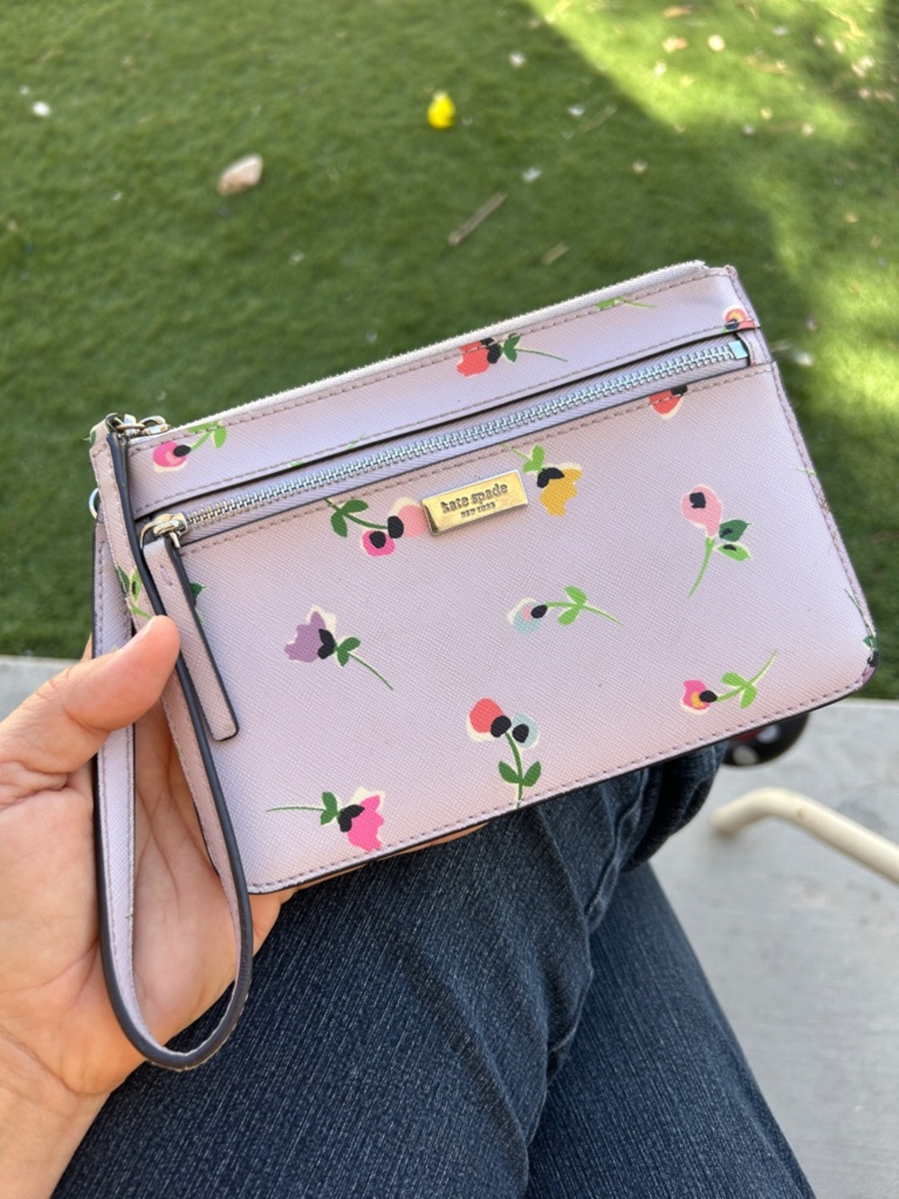 kate spade Lavender Ditsy Floral Zip Wristlet